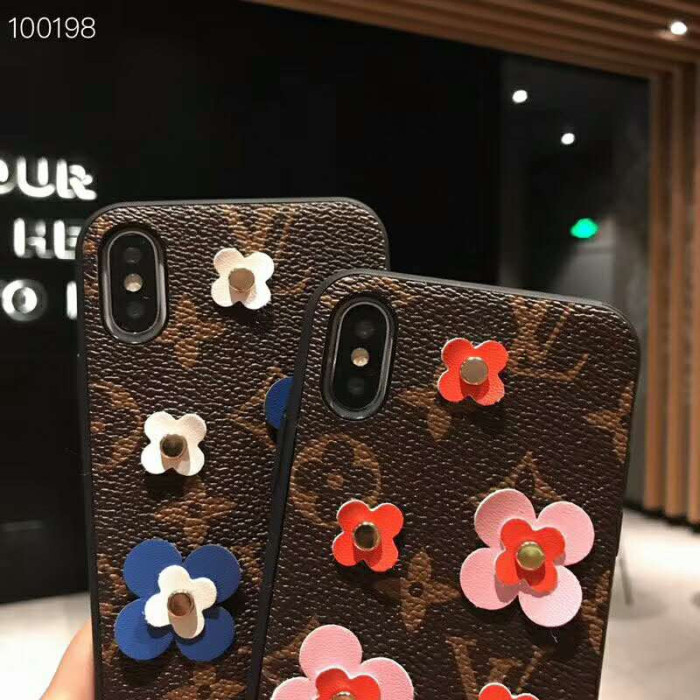ルイヴィトン iphone xrケース アイフォンxs maxカバー ブランド おしゃれ 花飾り iPhone x/7/8plusケース 人気 芸能人愛用