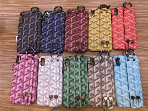 ゴヤール iphone xr/xs maxケース経典Y型 goyard iphone xs/xケース アイフォン7/8s plusカバー ハンドベルト付け お洒落ジャケット