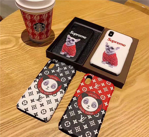 シュプリーム iphone xr/xsケース コラボ ルイヴィトン iphonex/8plusケース 人気 アイフォン10R/xs maxケース 犬付け