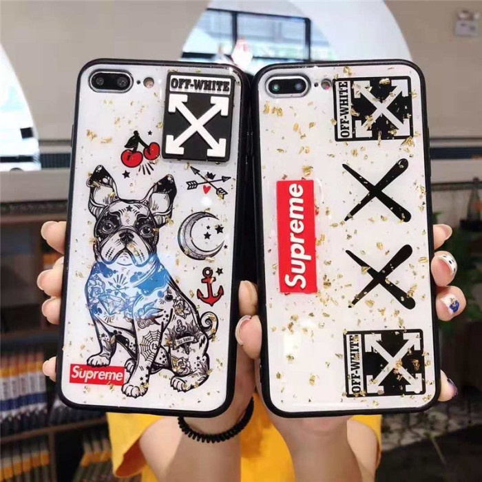 シュプリーム iphone xrケース 可愛い supreme iphone xs maxケース 個性 オーフホワイトアイフォンxs ケース 人気 iphonex/8plusケースペア向け