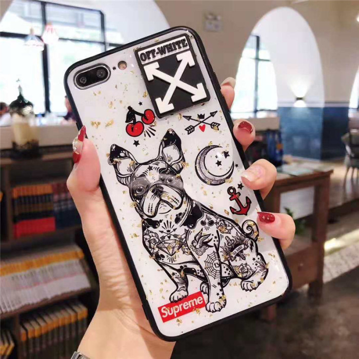 シュプリーム iphone xrケース 可愛い supreme iphone xs maxケース 個性 オーフホワイトアイフォンxs ケース 人気 iphonex/8plusケースペア向け