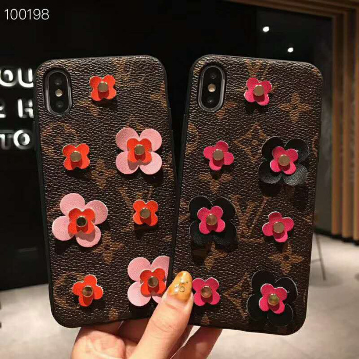 ルイヴィトン iphone xrケース アイフォンxs maxカバー ブランド おしゃれ 花飾り iPhone x/7/8plusケース 人気 芸能人愛用