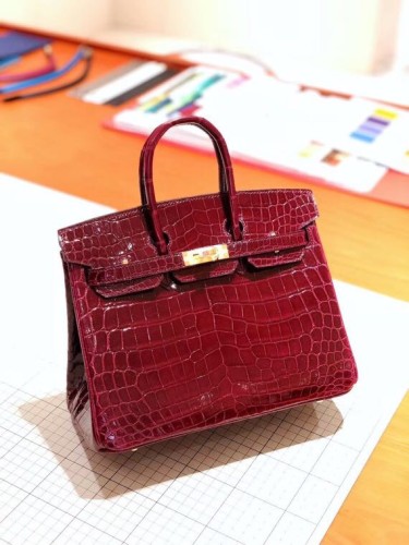 高品質エルメス クロコダイル 手作り BIRKIN バーキン25 ZF2001P-BIRKIN25-HE11