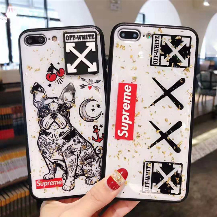 シュプリーム iphone xrケース 可愛い supreme iphone xs maxケース 個性 オーフホワイトアイフォンxs ケース 人気 iphonex/8plusケースペア向け