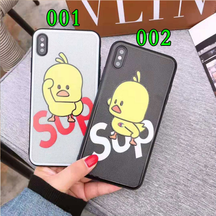 シュプリーム iphone xrケース 可愛い アイフォン xs/xs maxカバー ダック付け iphone 8/7plusケース 個性ジャケット