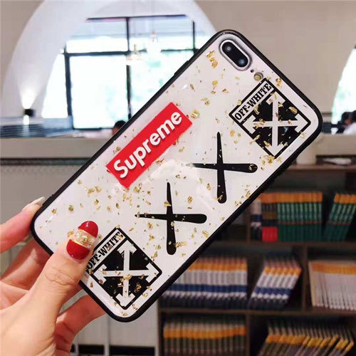 シュプリーム iphone xrケース 可愛い supreme iphone xs maxケース 個性 オーフホワイトアイフォンxs ケース 人気 iphonex/8plusケースペア向け
