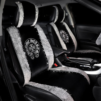 クロムハーツカーシートクッション冬用ショートぬいぐるみ秋冬の暖かさのためのスリーピース、滑り止めチェアクッション厚くされた暖かいシートクッション