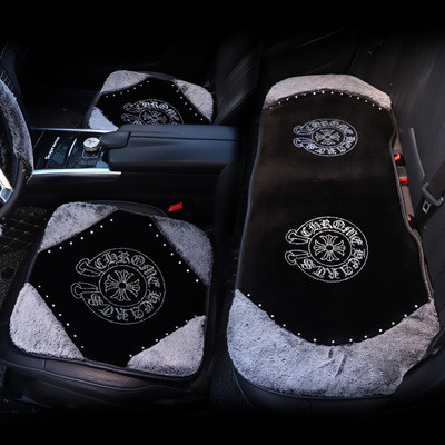 クロムハーツ 車用 シートカバーセットカーシートクッショ 前座席用2枚+後部座席用1枚 カーシートカバー 座布団 シートクッション 座席シート 3枚組 カー用品 簡単設置 防寒