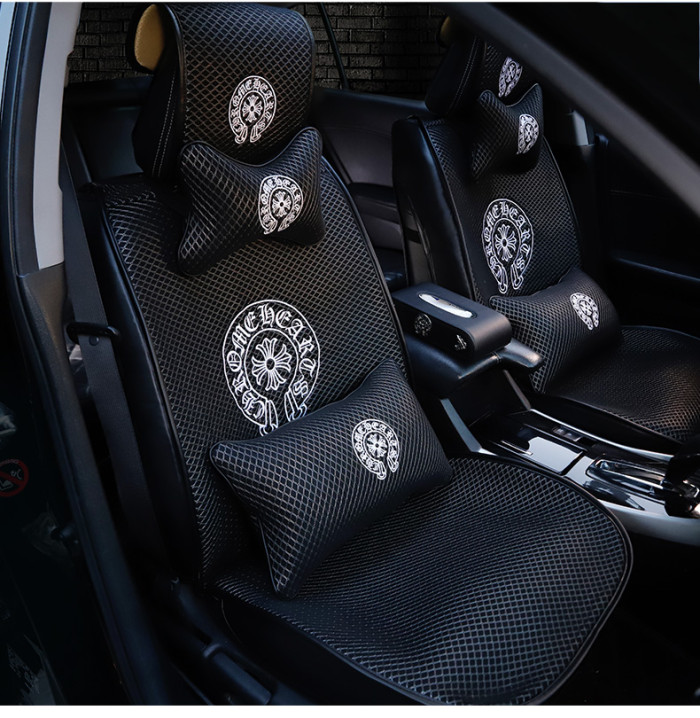 クロムハーツ 車 シートカバー 車用/内装パーツ/カークッション カーシート Ｌ字型クッション 椅子カバーマット 超通気性 快適性 座布団 - 車用 運転 自宅用 オフィス 滑り止め 脱とても簡単
