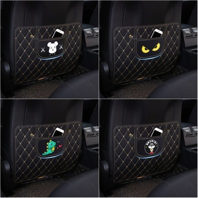 フェンディ シートバックポケット キックガード 車用アンチ汚いマット 傷 汚れ 防止 シートバックプロテクター 子供のためのキックマット シートカバー カーグッズ 愛車 保護パッド オートシートバックカバー カー用品 ベージュ