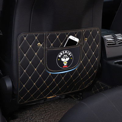 フェンディ シートバックポケット キックガード 車用アンチ汚いマット 傷 汚れ 防止 シートバックプロテクター 子供のためのキックマット シートカバー カーグッズ 愛車 保護パッド オートシートバックカバー カー用品 ベージュ