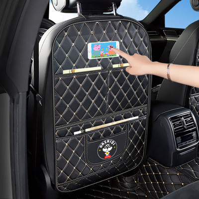 フェンディ シートバックポケット キックガード 車用アンチ汚いマット 傷 汚れ 防止 シートバックプロテクター 子供のためのキックマット シートカバー カーグッズ 愛車 保護パッド オートシートバックカバー カー用品 ベージュ