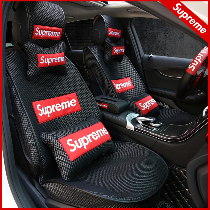 シュプリーム カーシートクッション 車の座布団 車用 シートカバーセット カーシートカバー シートクッション 前座席用2枚+後部座席用1枚 超通気性 運転 クッション 柔らかい 滑り止め 冷感生地 軽/普通車 汎用