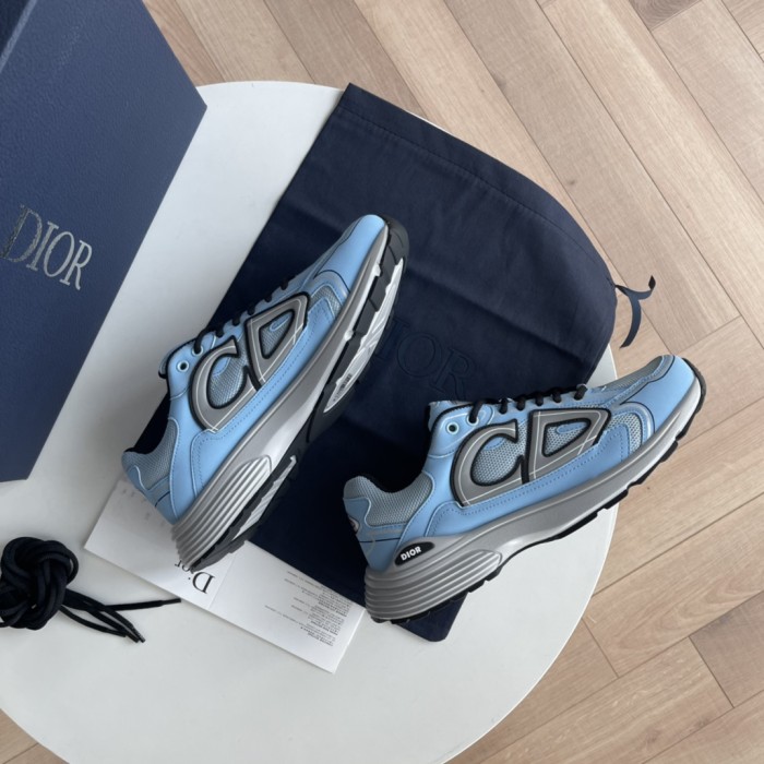 高品質DiOR ブルー メッシュ CD30 ロゴ スニーカー
