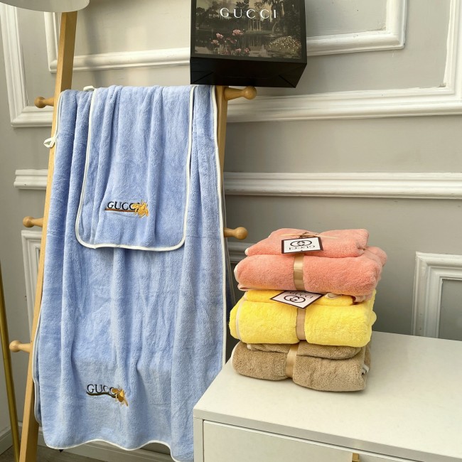 タオルセット　GUCCI/グッチバスタオル2枚セット　パレオ/湯上がりタオル　デイリータオル　お風呂グッズ家庭用　吸水性　4色