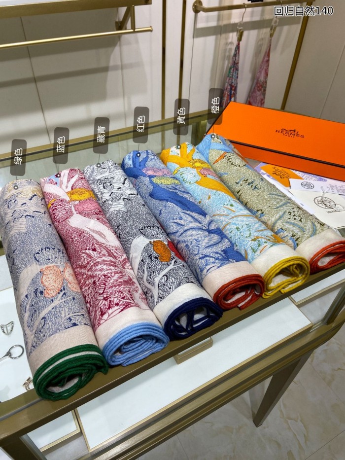 【限定】Hermesエルメス 激安偽物 二重同色カシミヤスカーフ