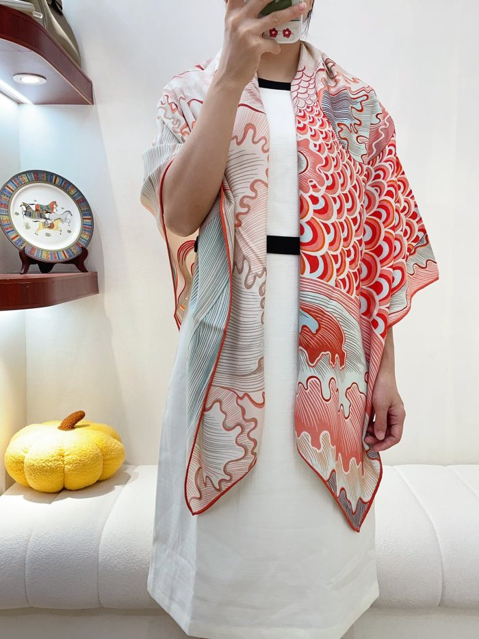 追跡付 Hermesエルメス n級品 両面同色マフラー