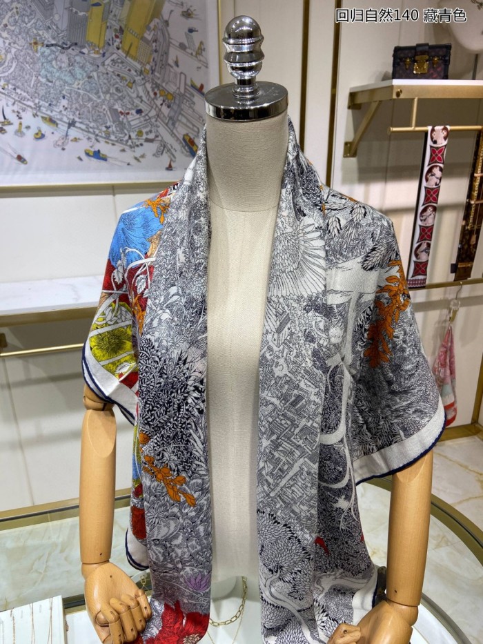 稀少 Hermesエルメス n級品 二重同色カシミヤスカーフ
