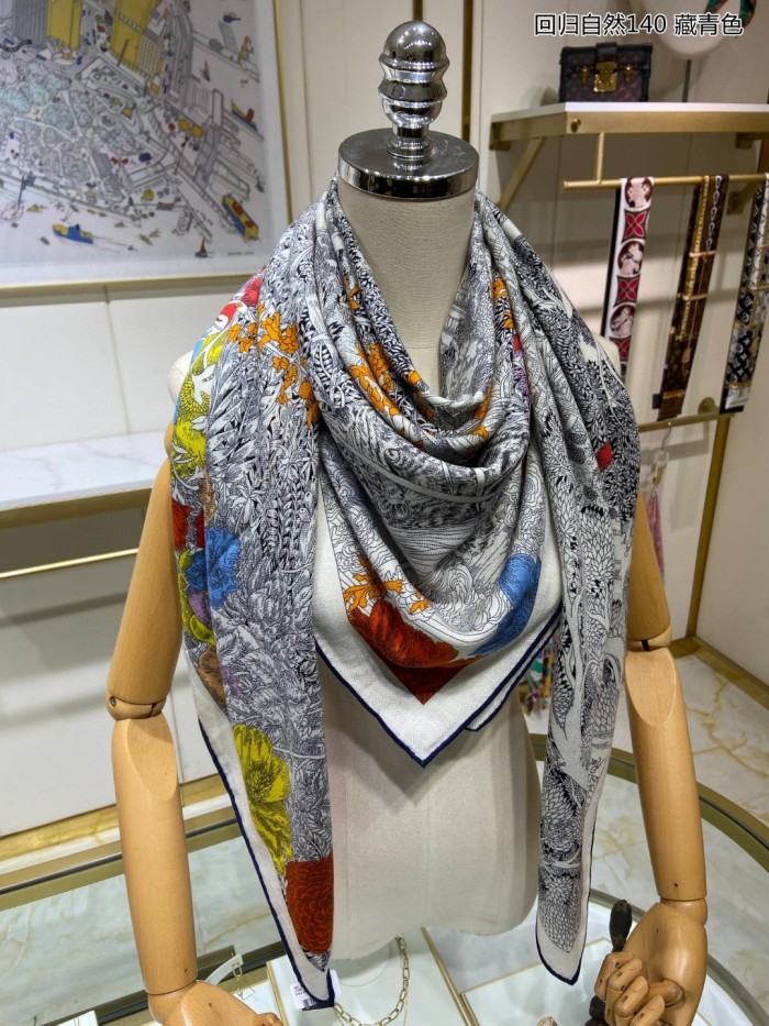 稀少 Hermesエルメス n級品 二重同色カシミヤスカーフ