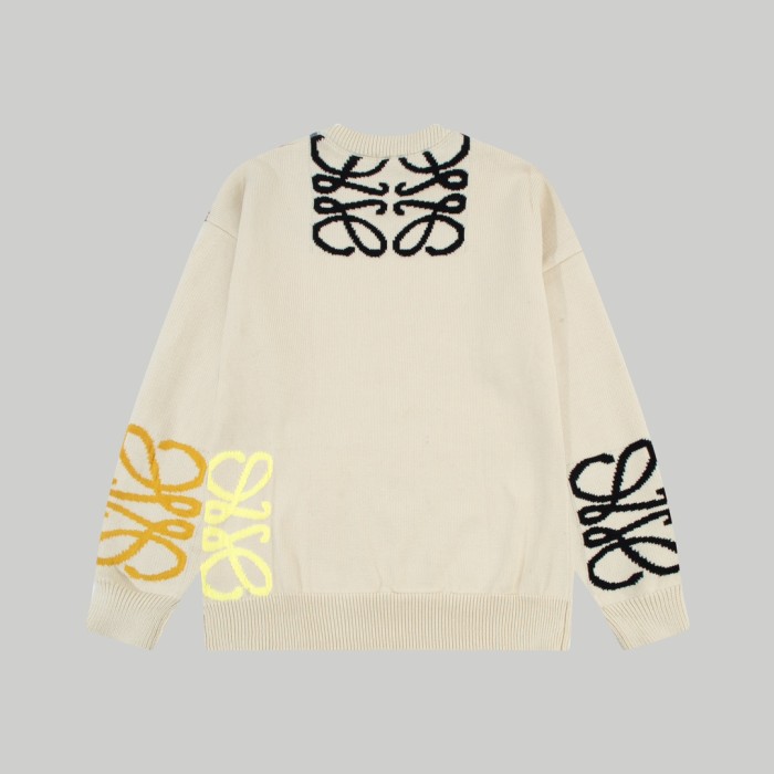 入手困難 ロエベ 激安通販 定番LOGOジャカードヘッダー丸首ニットセーター