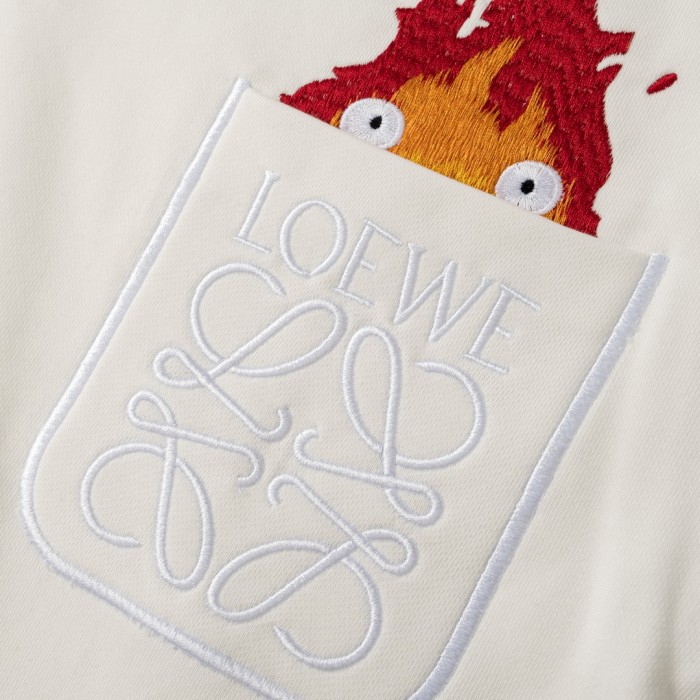 【限定】ロエベ コピーおすす クラシック炎のポケットパッチワークデザイン刺繍柄ラウンドネックの衛衣