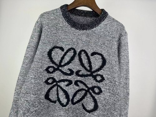 超話題! ロエベ コピー フロントの大きなロゴタオル刺繍ジャカードセーター