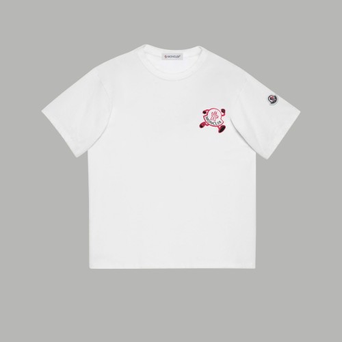 新作 モンクレール 激安偽物 春夏2024 SS走り小人ロゴパッチワーク刺繍小標半袖Tシャツ