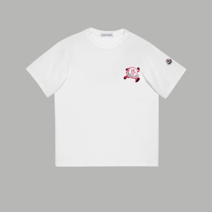 新作 モンクレール 激安偽物 春夏2024 SS走り小人ロゴパッチワーク刺繍小標半袖Tシャツ