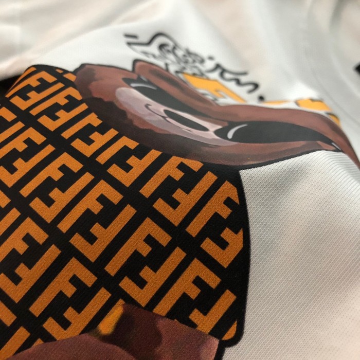 【限定】フェンディスーパーコピー 2024春夏サングラスベアーアルファベットプリント半袖Tシャツ