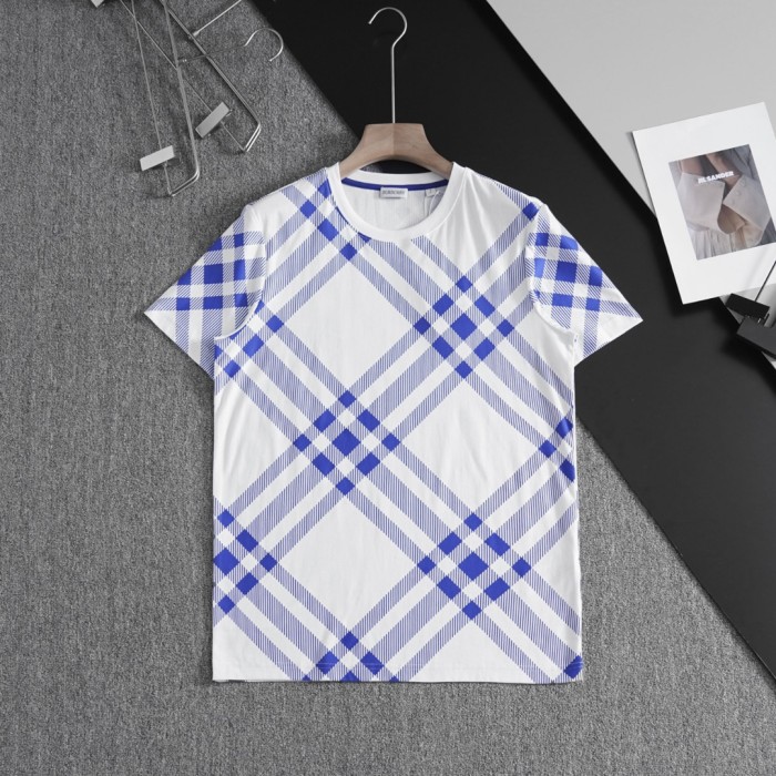 【話題商品！】バーバリー 激安通販 2024新作チェックプリントラウンドネック半袖Tシャツ