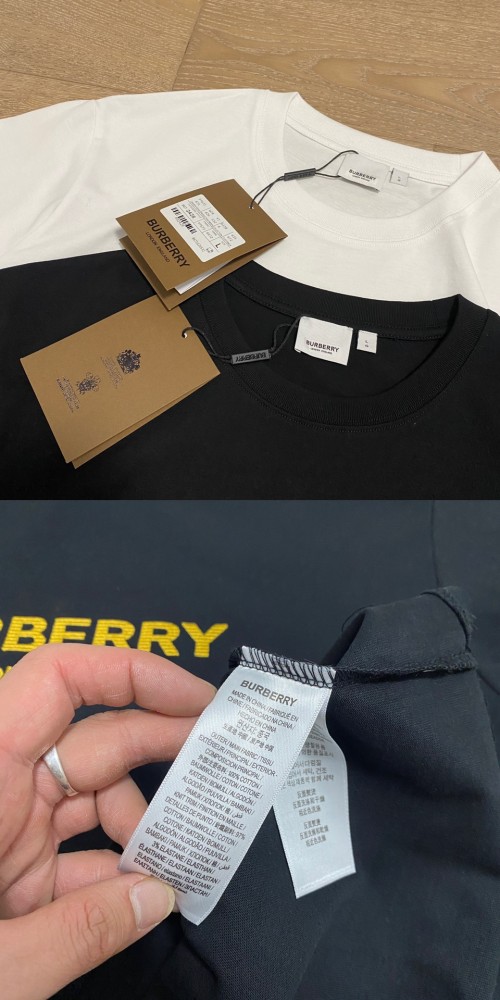 ★超人気 バーバリー スーパーコピー 金糸アルファベット万針刺繍ラウンドネック男女同型半袖Tシャツ2色