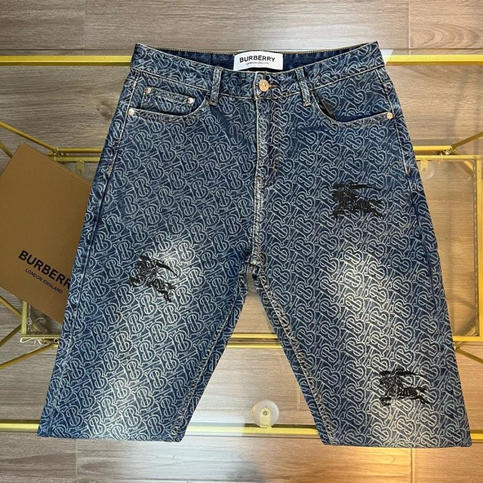 ★超人気 バーバリー コピー burberry戦馬満印LOGOコーナー同期新品重工水洗ジーンズ