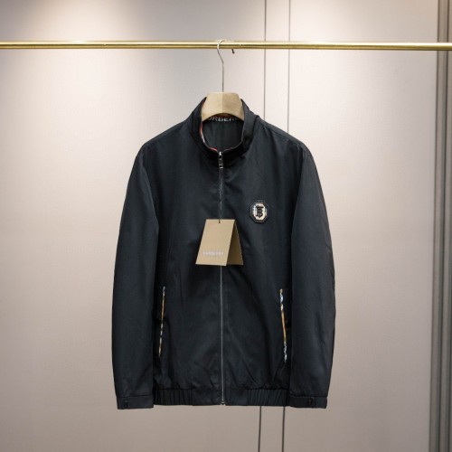 稀少 バーバリー 激安偽物 Burberryの春の最新品スタンドカラーTB刺繍ロゴソフトレザーエンボスジャケット2色