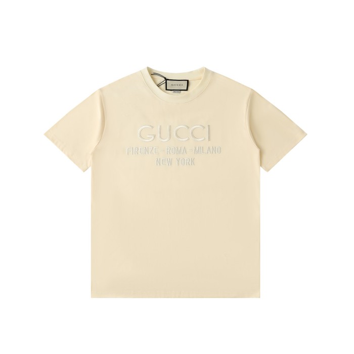【話題商品！】グッチ 激安偽物 ピュアカラーロゴアルファベット刺繍ラウンドネック半袖Tシャツ