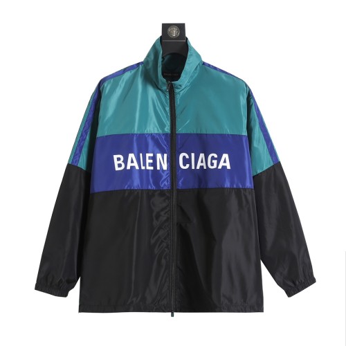 追跡付 バレンシアガ 偽物通販 Balenciaga緑と青のパッチワークスローガン突撃ジャケット