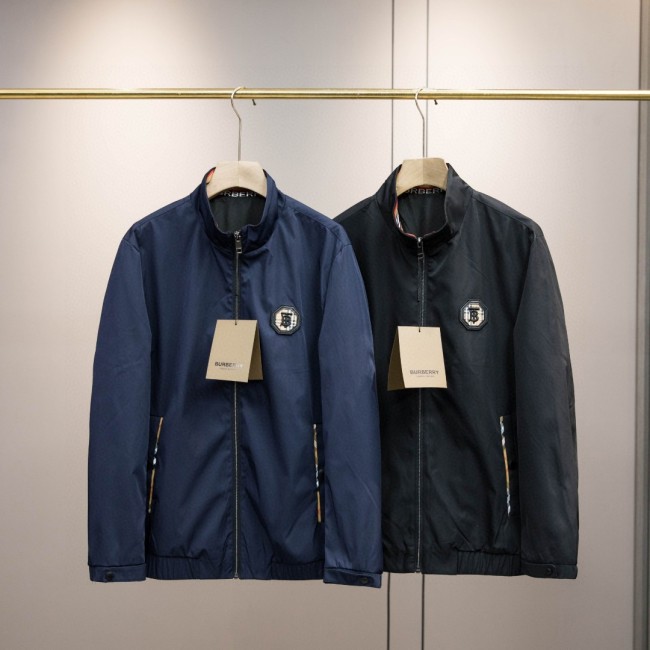 稀少 バーバリー 激安偽物 Burberryの春の最新品スタンドカラーTB刺繍ロゴソフトレザーエンボスジャケット2色