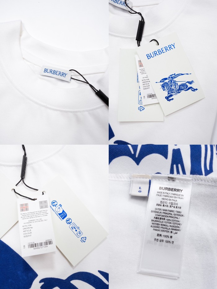 大人気 バーバリー 激安通販 馬術騎士プリントコットン半袖Tシャツ