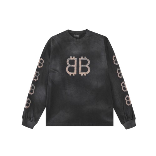 累積売上総額第１位！バレンシアガ 激安通販 ダブルB長袖Tシャツビットコイン長袖を作った