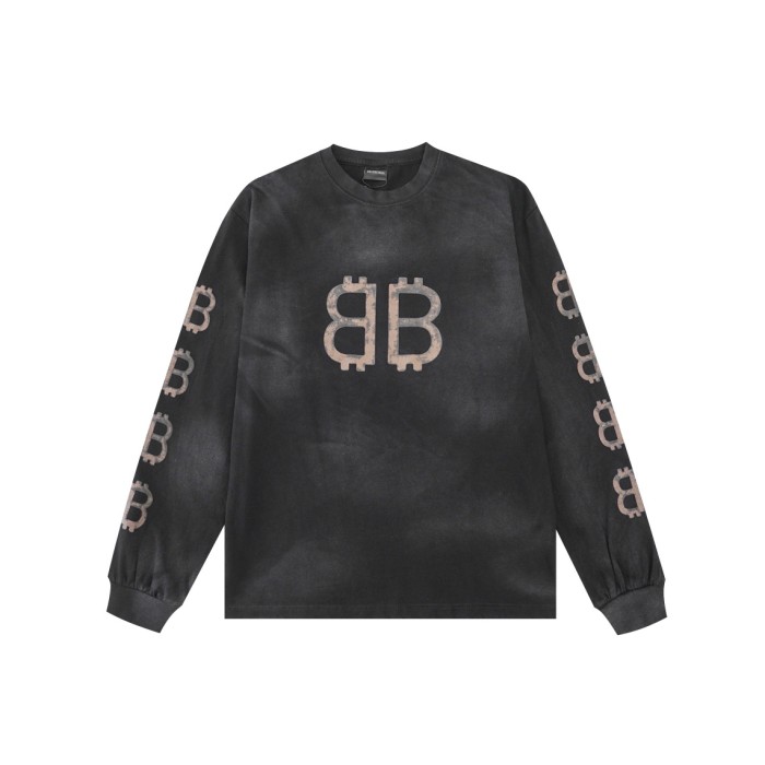 累積売上総額第１位！バレンシアガ 激安通販 ダブルB長袖Tシャツビットコイン長袖を作った
