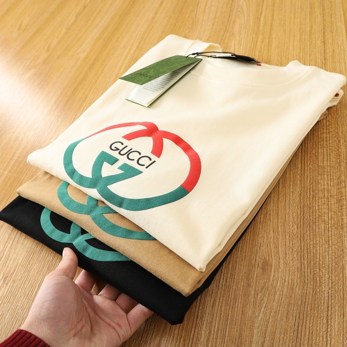 稀少 グッチ コピーおすすめの新作発泡プリントレトロなコットンクルーネックベーシックタイプ半袖Tシャツ3色
