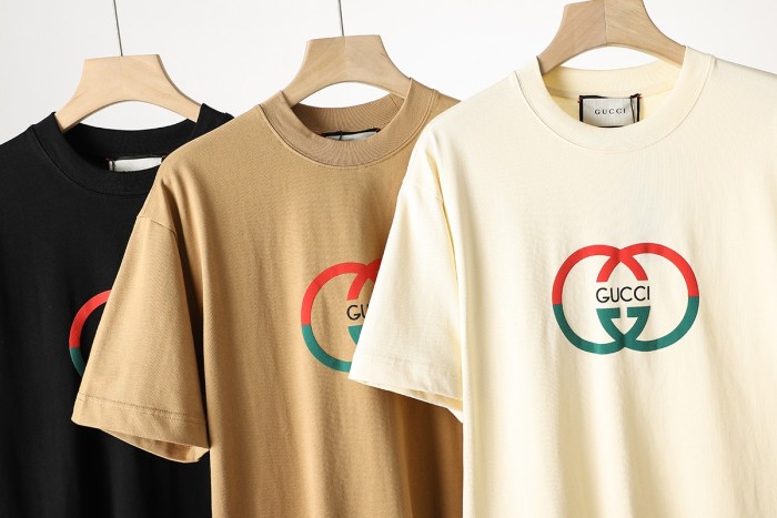 稀少 グッチ コピーおすすめの新作発泡プリントレトロなコットンクルーネックベーシックタイプ半袖Tシャツ3色