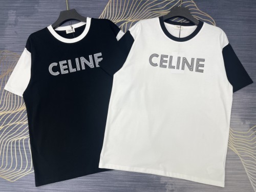 一目惚れ♪ セリーヌ スーパーコピー 2024春夏新作パッチワークカラーロゴ丸首半袖Tシャツ2色