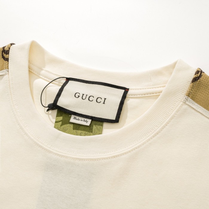 ★超人気 グッチ コピー GUCCI春夏新定番中定番肩のパッチワーク反射ダブルG半袖Ｔシャツ