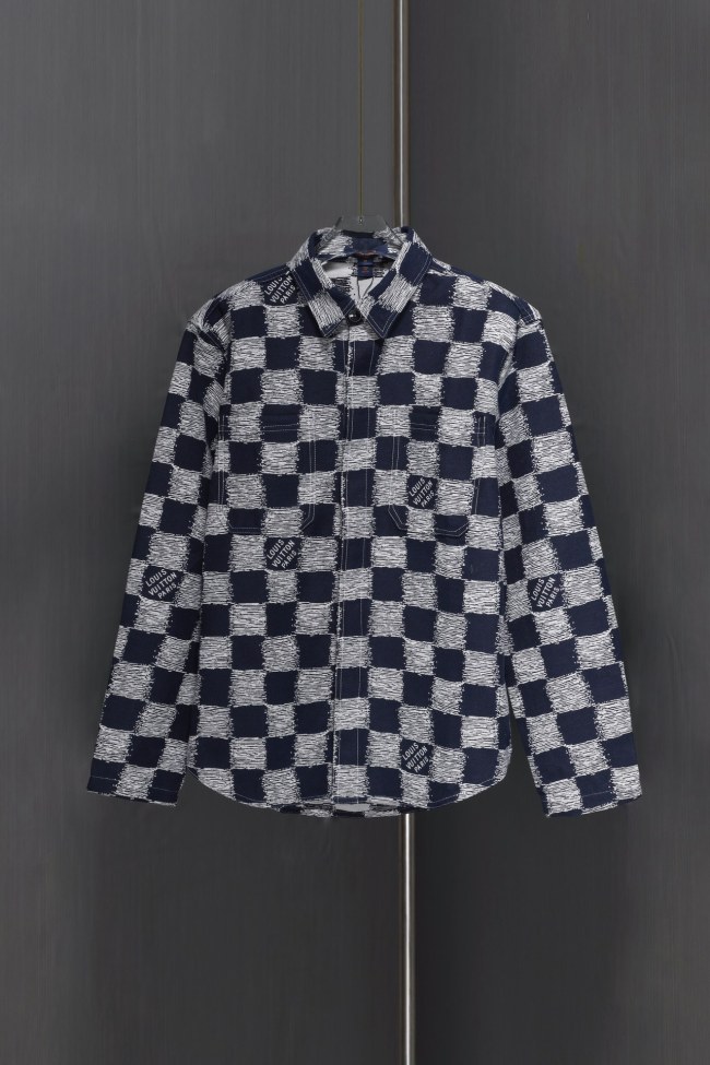 高品質 ディオール n級品 24 SSブルーチェッカー開襟長裏地Si全幅Damier Rushジャカード