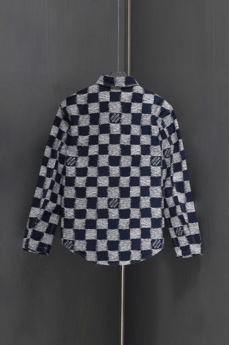高品質 ディオール n級品 24 SSブルーチェッカー開襟長裏地Si全幅Damier Rushジャカード