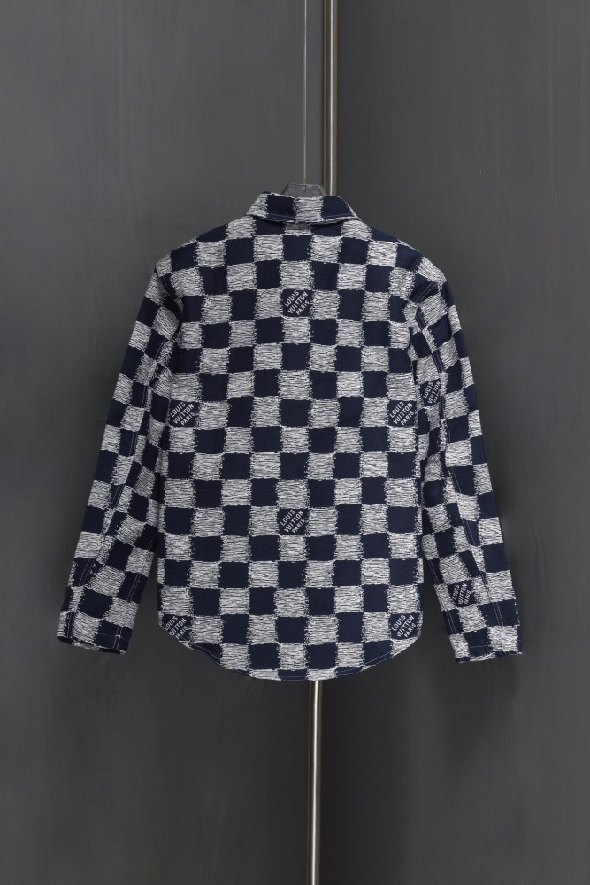 高品質 ディオール n級品 24 SSブルーチェッカー開襟長裏地Si全幅Damier Rushジャカード