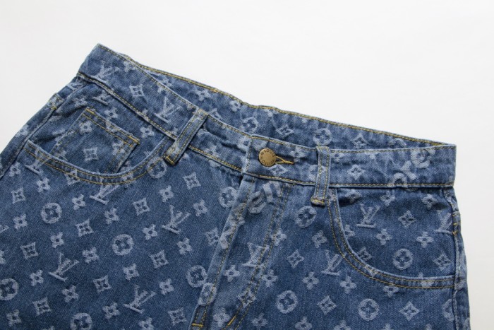 大人気 シュプリーム コピーおすすめ LV&Supreme老花大爆款経典連名シリーズ水洗満印ジーンズ
