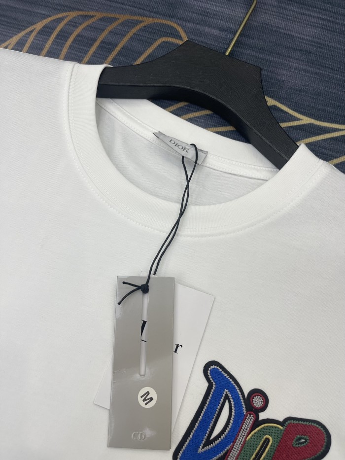 使い勝手良し ディオール 偽物通販 2024春夏新作カラー刺繍ロゴラウンドネック半袖Tシャツ2色