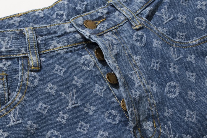 大人気 シュプリーム コピーおすすめ LV&Supreme老花大爆款経典連名シリーズ水洗満印ジーンズ