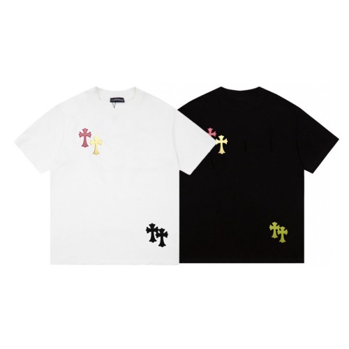 超奇跡の入荷☆ クロムハーツ コピーおすすめ 限定白黒立体植毛クロスカジュアル半袖Tシャツ2色